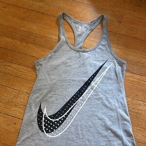 Nike Women's Gray Tank Top with Black Swoosh